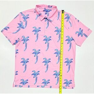 Chubbies Pink Palm Print Golf Polo Shirt - Weekend‎ Has Arrived Men's Large